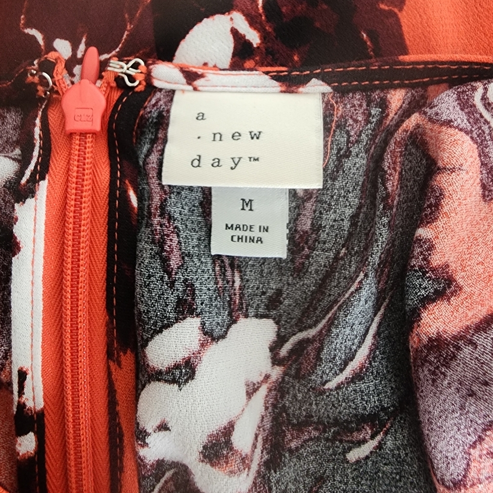 NWOT A New Day Floral Sleeveless Summer Dress Size Medium Orange Lightweight. - Picture 8 of 9